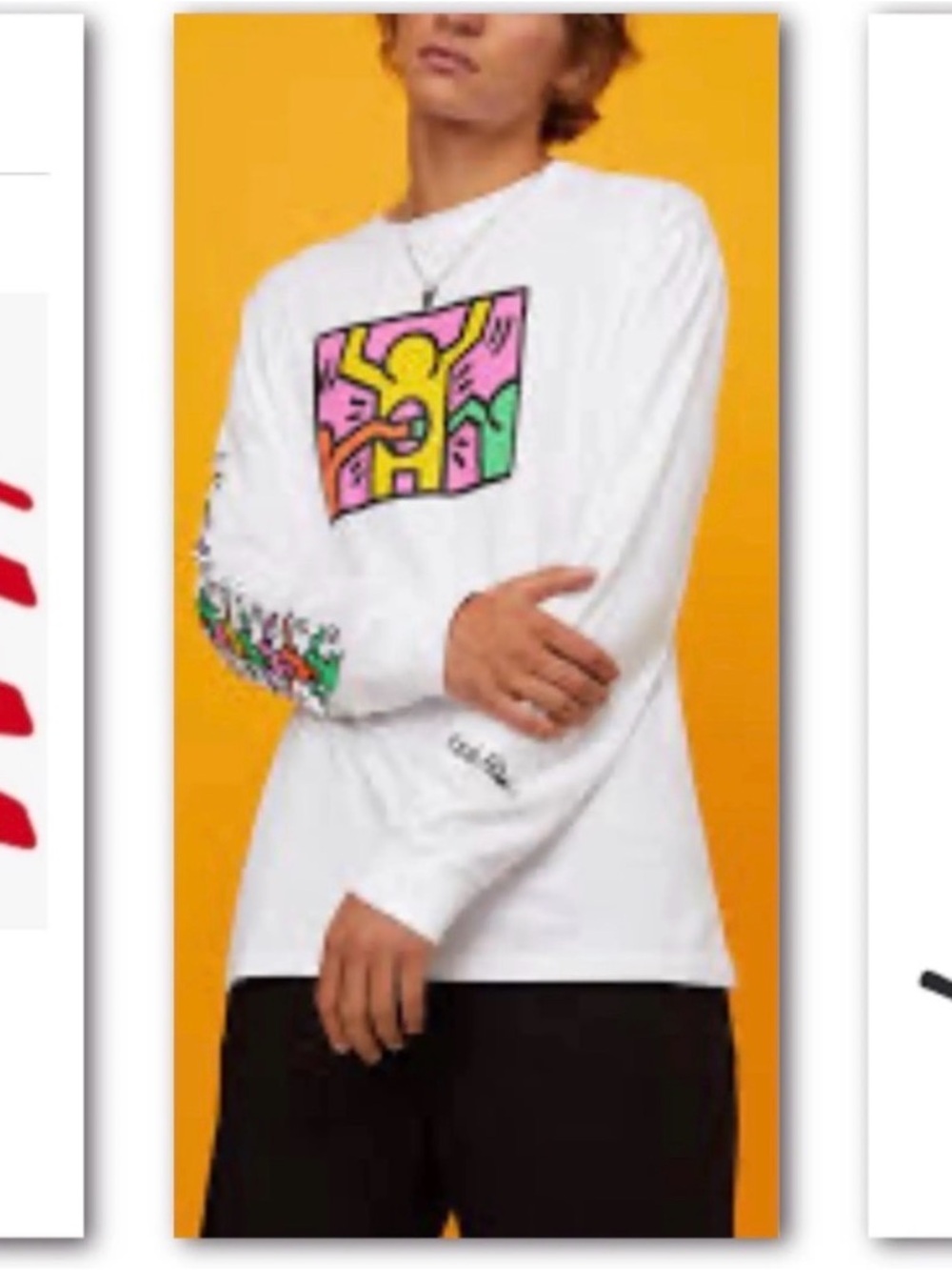 Keith Haring X H&M White Long-Sleeve a Colorful Pop-Art Torso Print on the Chest - Picture 2 of 8